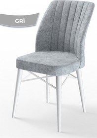Resim Canisa Concept Flex Serisi, Üst Kalite Mutfak Sandalyesi, 1 Adet Gri Sandalye, Gürgen Beyaz Ahşap Ayak Sandalyeler Gri Ayaklar Beyaz 