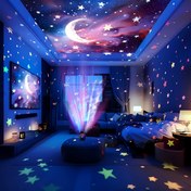 Resim Ay Işığı Yıldızlı Gökyüzü Süs Lambası, Projektör Gece Lambası - 12 Renk Değiştirme Modu, 360° Dönen USB Güçlü Gece Lambası, Yatak Odası Süslemesi, Partiler, Doğum Günü Hediyeleri, Hediyeler için Uygun 
