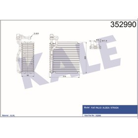 Resim KALE 352990 EVAPORATOR (220×187×90) PALIO ALBEA STRADA 1.2 1.4 1. 