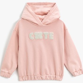 Resim Kız Bebek Kapüşonlu Sweatshirt Aplike Detaylı Pamuklu 