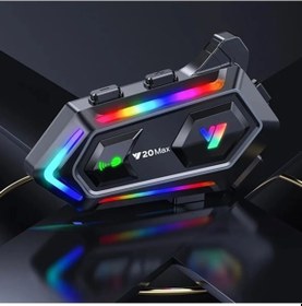 Resim V20 Max İnterkom Seti Su Geçirmez Bluetooth Kulaklık 2 Kişi Bağlanma Özellikli 