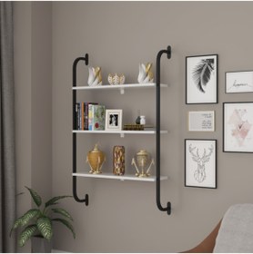Resim SENSA MODÜLER MOBİLYA Kitaplık Duvar Rafı Metal Kitaplık Beyaz 