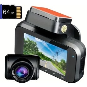 Resim Chuangyinshop Super 4k Ön Ve Arka Kayıt 64gb Dahili Gizli Araç Kamerası 3 İnç Ips Ekran Park Yardımı 