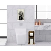 Resim Bk Gift Home Doğal Masif Ahşap Tuvalet Kağıtlığı ve Dekoratif Ahşap Beyaz Çerçeveli Tablo 