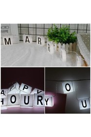 Resim EveFix 10lu Lightbox Işıklı Harf Mesaj Panosu Dekoratif Harf Işık Zinciri 