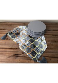 Resim Gri Moroccan Desenli Runner & Gri Supla Çok Renkli 