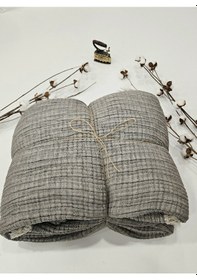 Resim Gri 7 Katlı Çift Taraflı Dolgulu Çift Kişilik Müslin Battaniye %100 Pamuk 230x240 Cm Gri 