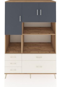 Resim Kronos Dolap 8 Raflı 5 Çekmeceli 3 Kapaklı 132x59x195 Çam-antrasit/aytaşı Antrasıt/aytası 