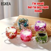 Resim Tek Paket - 150ml Cam Vazo Kahve Fincanı Seti - El Yapımı Çift Katmanlı Cam Eşya, Tatil Hediyeleri İçin İdeal - Ev ve Ofis Dekoru, Şeffaf Cam Kahve Fincanı, Kız Arkadaş veya Erkek Arkadaş için Mükemmel, Küçük Kapasiteli Espressolu Kulplu Fincan 