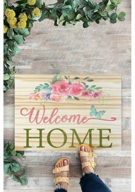 Resim Welcome, Bej, Kapı Önü Paspası, Dekoratif, Dijital Baskı 