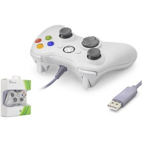 Resim Büro Ev Ofis Oyun Konsolu İçin Beyaz Pc Xbox 360 Uyumlu Kablolu Oyun Kolu Gamepad 