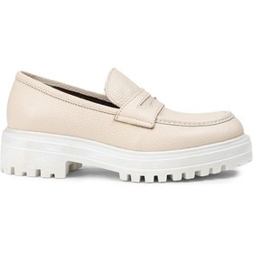 Resim Deery Hakiki Deri Bej Kadın Loafer Ayakkabı - 01903zbeje01 Bej 