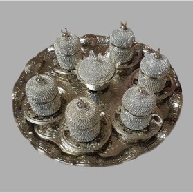 Resim Ceyyiz 8'Li Silver Hilal Lokumluk Kahve Fincanı Set 