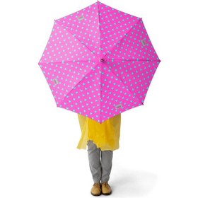 Resim Coral High Kids Neon Pembe Su Yeşili Kalp Desenli Çocuk Şemsiyesi 12660 Çok Renkli 