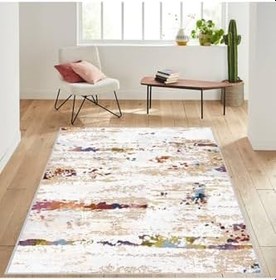 Resim Rovigo Dijital Baskı Yıkanabilir Kaymaz Taban Salon Halısı Rvg1498, Bej, 160 x 230 