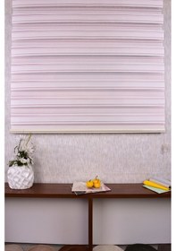 Resim Gül Kurusu Pliseli Etek Dilimsiz 10672-v12 Zebra Stor Güneşlik Perde 