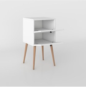 Resim Kenzlife Komodin Kilitli Hanami Byz 74 39 39 Komidin Ahşap Ayaklı Kitaplık Ayakkabılık Kapaklı Arkalıklı Beyaz 