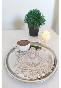 Resim 6 Adet Krem & Gold Fransız Tarzı Modern Simli Bardak Altlığı & Ko 