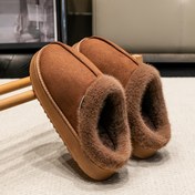 Resim 1 Çift Erkek Rahat Polar Terlik, Kışlık Sıcak Peluş Kaymaz Kalın Taban, Şık Rahat Düz Renk İç/Dış Mekan Ayakkabısı, Minimalist Stil, Yuvarlak Burun, Alçak Topuk, EVA Taban, Kumaş Astar ve Tabanlık 