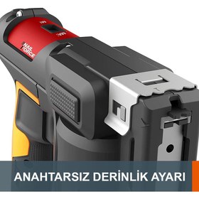 Resim WORX WX843 20Volt/2.0Ah. Li-ion Şarjlı Profesyonel 6-14mm Zımba ve 15mm Çivi Çakma + 3500 adet Yedek Zımba ve Çivi 