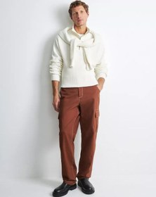 Resim Zarına Düz Kesim Kargo Pantolon, Cepli, Daralan Paça 193667684 Kırmızı 