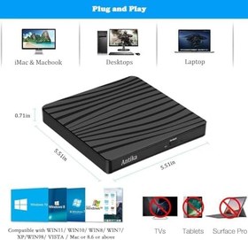 Resim Antika-Harici DVD Sürücüsü USB 3.0 Tip-C Taşınabilir CD DVD Burner Optik Sürücü DVD Sürücüsü DVD/CD +/- RW Harici CD Sürücüsü Dizüstü Masaüstü için Win7/Win8/Win10/MacPro/MacBook/OS/XP(TypeC) 
