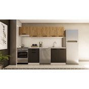 Resim visasconcept 260 Cm Irmak Hazır Mutfak Dolabı Aspiratör Modüllü Atlantik Çam Ve Antrasit(TEZGAH DAHİL) 