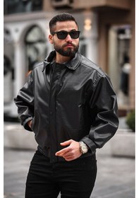 Resim Old Money Culture Oversize Baharlık Kadife Ceket Siyah Deri 