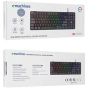 Resim ACER eMachines, EAK87, Siyah/Gri, USB Kablolu, RGB Backlight, RED Switch, Mekanik, Türkçe Q, 87 Tuşlu, Gaming Klavye 
