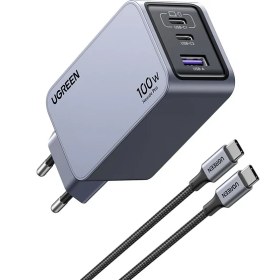 Resim Ugreen Nexode Pro 100 W QC PD Type-C 2xUSB-C 1xUSB-A Gan Hızlı Şarj Cihazı Uzay Grisi 