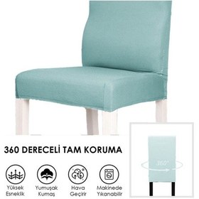 Resim Balpeteği Desen Likra Kumaşlı Tüylenmez Yikanabilir Sandalye Örtüsü Sandalye Kılıfı Yeni Model Tekli Mint 
