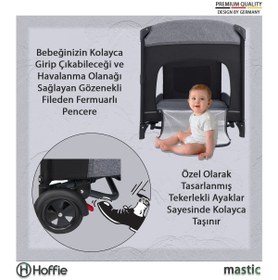 Resim Mastic Anne Yanı Sallanır Cibinlikli Oyun Parkı Bebek Beşik 70x110 Cm - Bej 