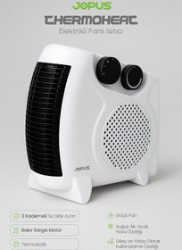 Resim Jopus 2000W Elektrikli Fanlı Isıtıcı, Termostatlı, Sıcak-Soğuk Hızlı Isıtma, 25 m² Alan Kapasitesi 