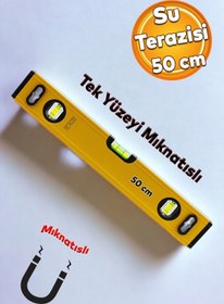 Resim Badem10 Mıknatıslı Aluminyum Su Terazisi 50 Cm Duvar Fayans Marangoz Mühendislik Ölçüm Eğim Ölçü Eğik Ölçme 