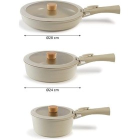 Resim Neoflam Midas Orta Boy Çıkarılabilir Kulp Bej 9 Parça Tencere Seti D Neomds9ı 