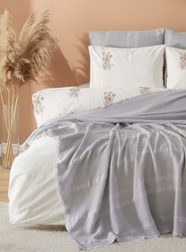 Resim Amara Taş Nakışlı Çift Kişilik %100 Pamuklu Nevresimli Pike Takımı - 7 Parça Çeyiz Seti 