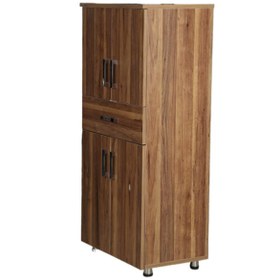 Resim Çok Amaçlı Dolap 150 cm Hard Parlak CEVİZ Suntalem 2Raf 1Çekmece Kutuda sevk El Yapım 