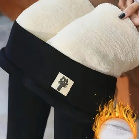 Resim Kadınların Yüksek Bel Fleece Astarlı Jogger Pantolonları - Sıcak, Rahat ve Cilt Dostu Uzun Tayt Spor ve Fitness İçin, Siyah, Jogging Pantolonları, Atletik Giyim, Spor Tasarımı, Yumuşak Dokulu, Esnek Kumaş 