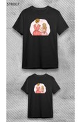Resim VİZYON İKRA Siyah Pamuklu Anne Kız Yan Yana Pembe Baskılı Kombin T-shirt (ADET FİYATIDIR) 