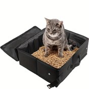 Resim 1 Adet Taşınabilir Katlanabilir Kedi Tuvaleti Fermuarlı Kapama - Araba, Otel ve Ev Kullanımı İçin Dayanıklı Dikdörtgen Tasarım - Koku Tutma & Kolay Temizlenebilir Evcil Hayvan Malzemeleri, Pürüzsüz İç Astar 