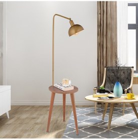 Resim Magic Eskitme Başlıklı Ahşap Sehpalı Modern Ayaklı Abajur Lamba Ahşap Lambader 