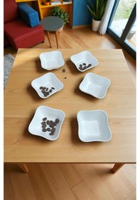 Resim 6lı Porselen Kase Çerezlik Sosluk Mini Boy 633 Beyaz 