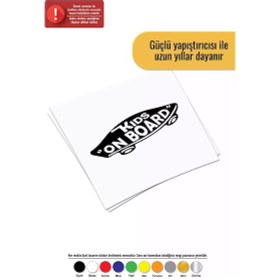 Resim Kids On Board Kaykay - Araç, Oto, Laptop, Duvar Uyumlu Sticker 15 7 Cm 