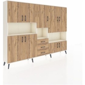 Resim Arges Dolap 13 Raflı 3 Çekmeceli 9 Kapaklı 220x30x163 Aytaşı-çam Atlas Çam - Aytası 