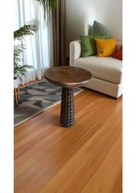 Resim Ceviz Renk Ahşap Mantar Sehpa Tekli Zigon Sehpa Kahverengi 