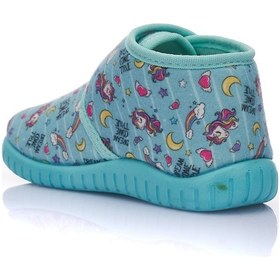 Resim Günlük Unisex Çocuk Panduf Ev Ayakkabısı Esnek Kaymaz Taban Cırtlı Kreş Anaokulu Ayakkabı 263 Su Yeşil 