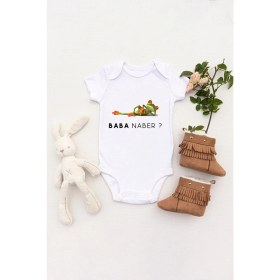 Resim Tuğba Baby Unisex Bebek Baba Naber ? Baskılı Body Zıbın 