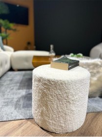 Resim Dolce Puf Peluş Kumaş Silindir Dekoratif Pufidik Puf Bench Krem 