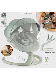 Resim Elele Dormire 2 Elektrikli Otomatik Sallanan Kademeli Ana Kucağı Yeşil 