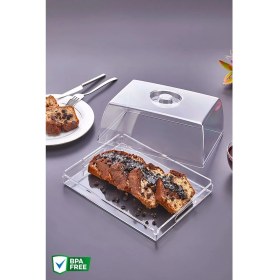 Resim Beyaz Şık Kek Pasta Sunum Standı Tepsi Fanus Kristal Çok Amaçlı Kullanım Sunum Tepsisi Kek Fanusu 2 